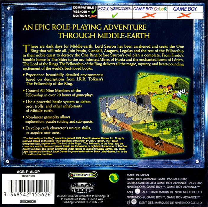 Le Seigneur des anneaux : La Communauté de l'anneau - Dos