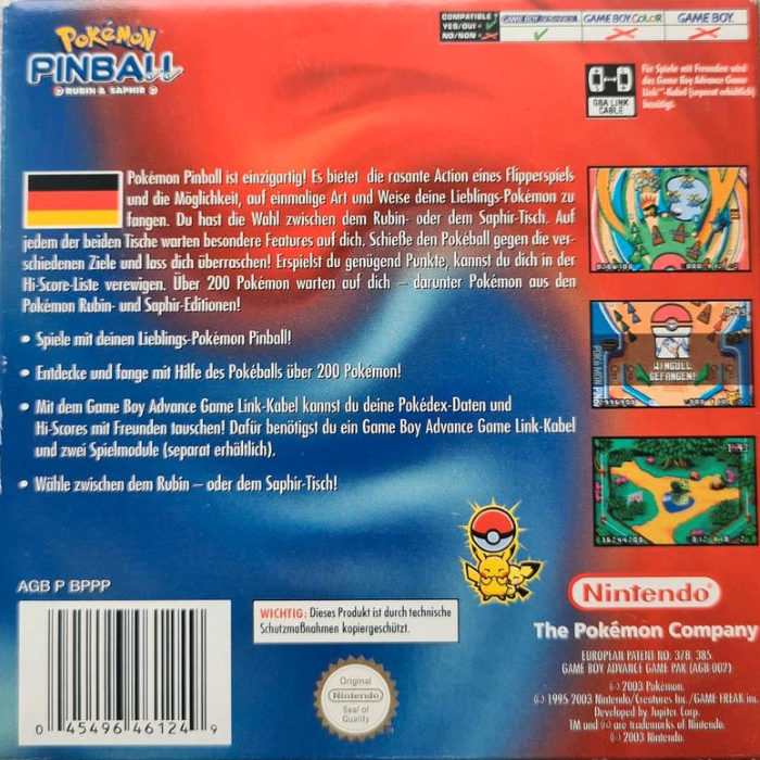 Pokémon Pinball : Rubis et Saphir - Dos