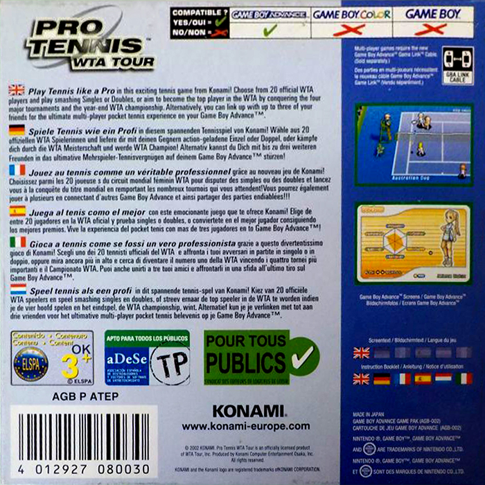 WTA Tour Tennis - Dos