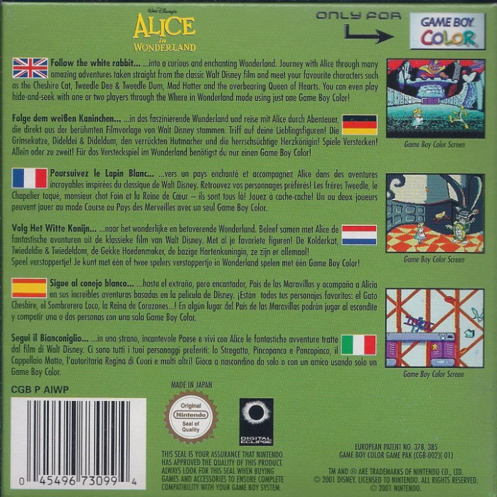 Alice au Pays des Merveilles - Dos