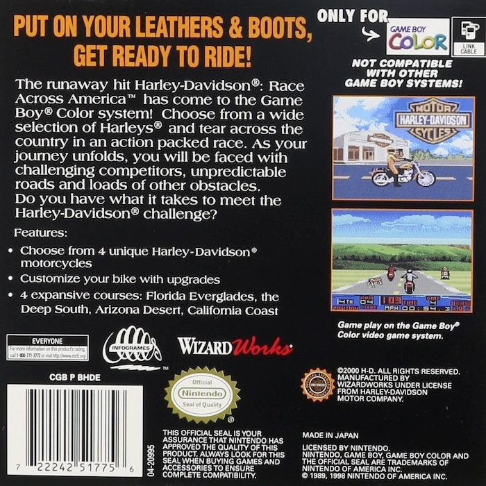 Harley-Davidson: Course à travers l'Amérique - Dos