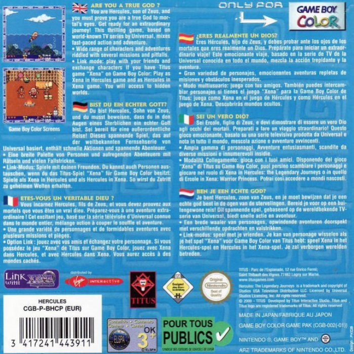 Hercules: les voyages légendaires - Dos