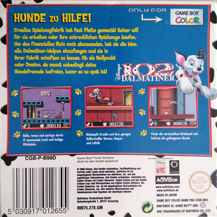 Les 102 Dalmatiens à la Rescousse - Dos