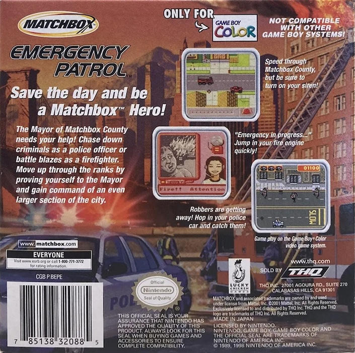 Matchbox : Patrouille d'Urgence - Dos