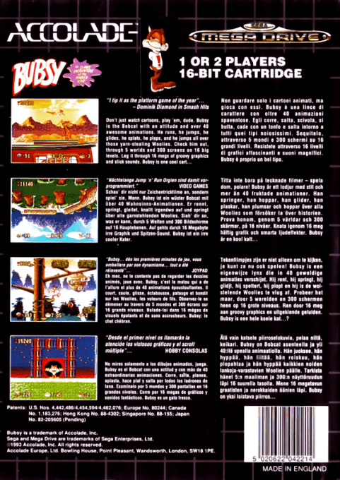 Bubsy in : Claws Encounters of the Furred Kind - Dos