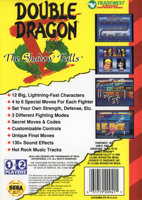 Double Dragon V : The Shadow Falls - Dos