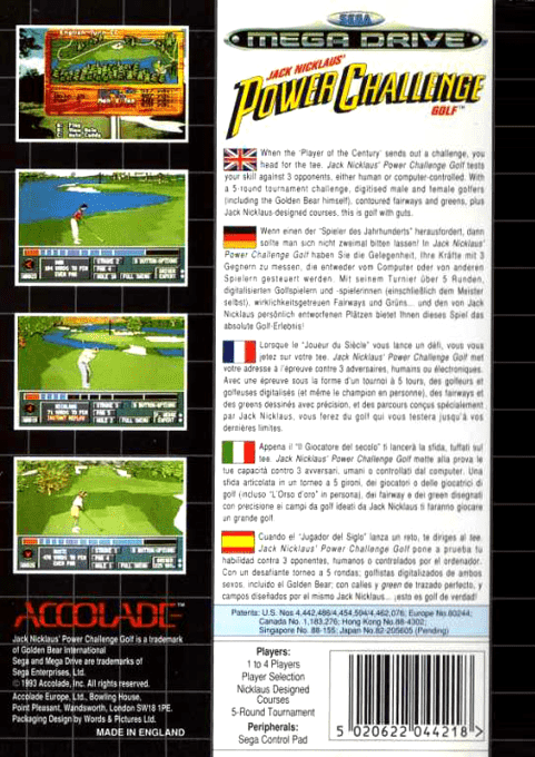 Jack Nicklaus' Power Challenge Golf - Dos