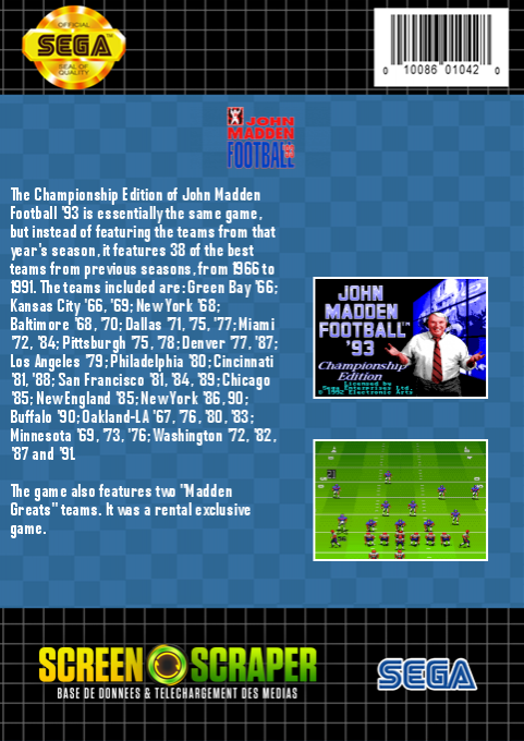 John Madden Football : Championship Edition - Dos