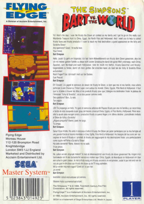 Simpsons - Bart Vs The World, The - Dos