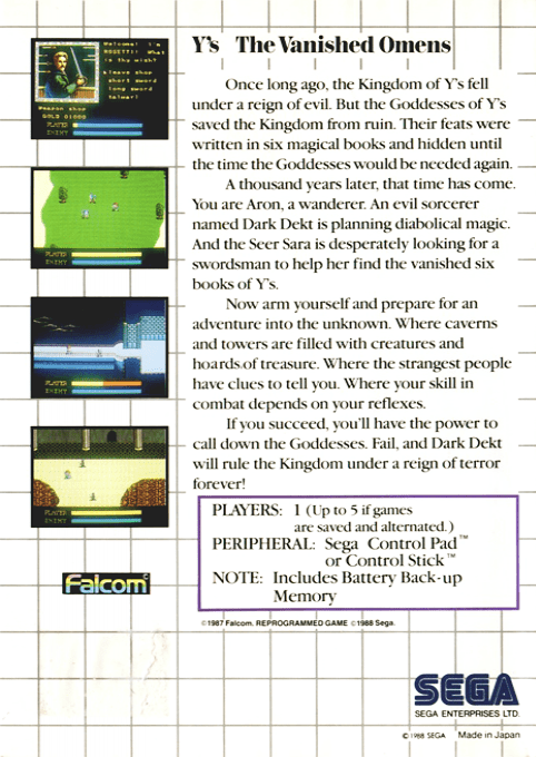 Ys : The Vanished Omens - Dos