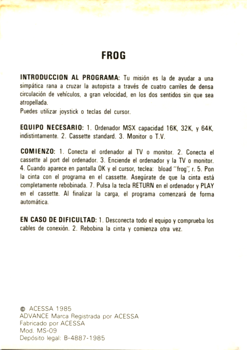 Frog (Advance) - Dos