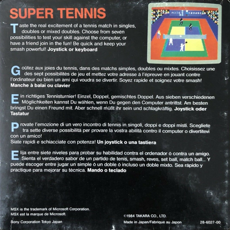 Super Tennis - Dos