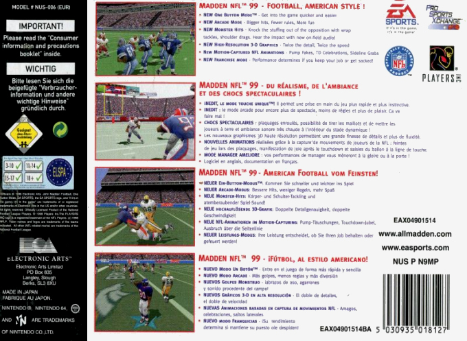 Madden NFL 99 - Dos