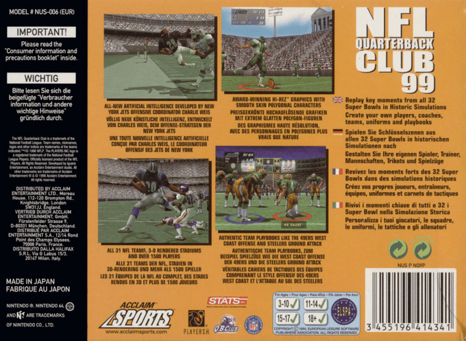 NFL Quarterback Club 98 - Dos