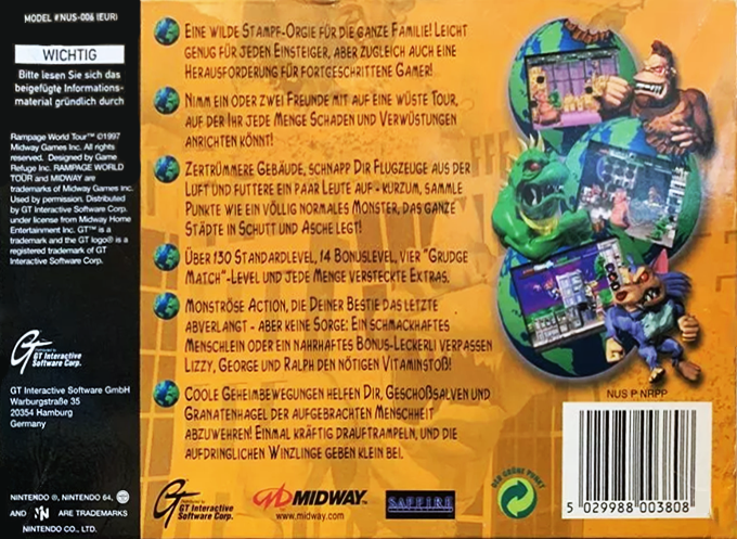 Rampage : World Tour - Dos