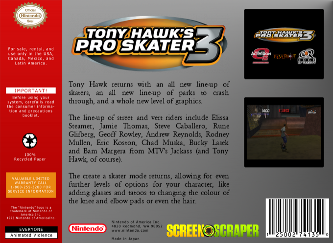 Tony Hawk's Pro Skater 3 dos