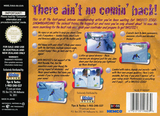 Twisted Edge : Extreme Snowboarding - Dos