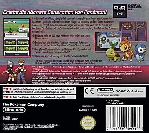 Pokemon - Version Perle - Dos