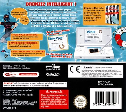 Cahier De Vacances Pour Adultes dos