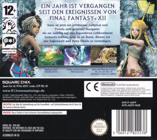 Final Fantasy XII : Revenant Wings dos