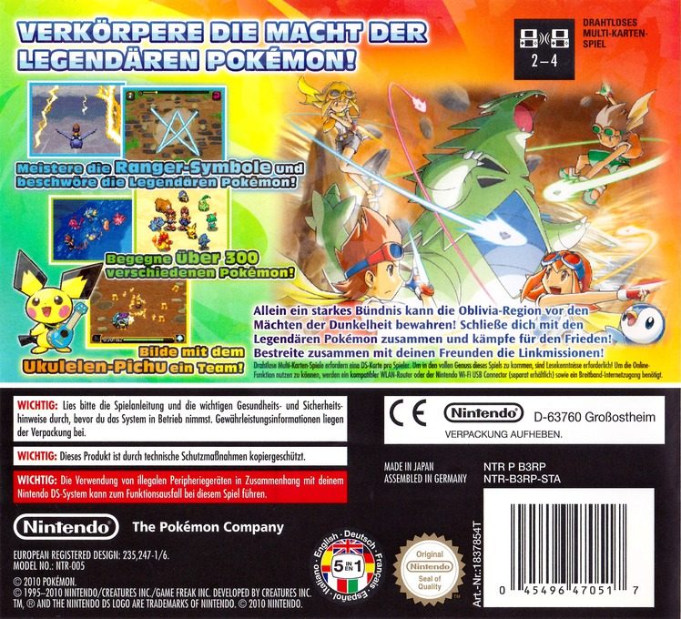 Pokémon Ranger : Sillages de Lumière dos