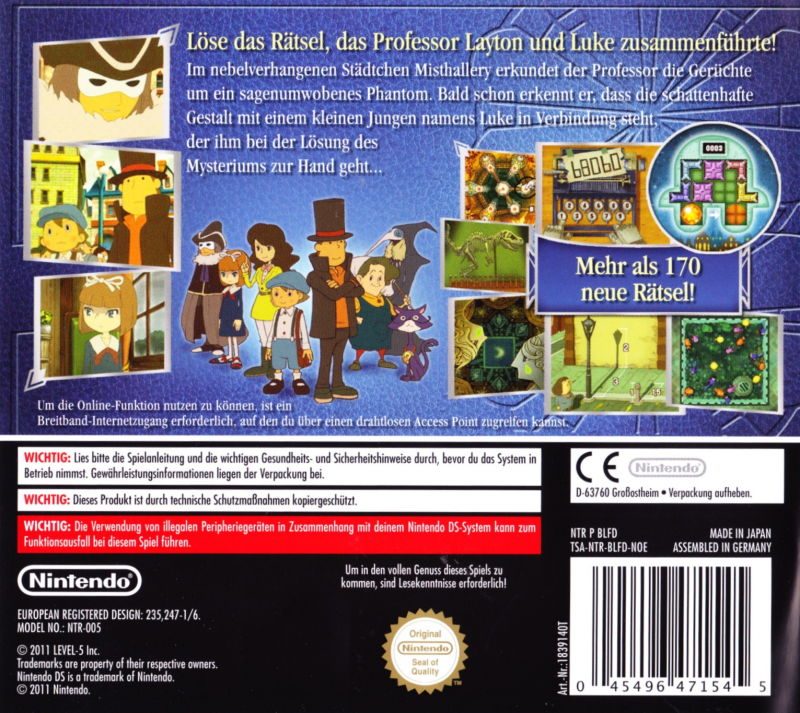 Professeur Layton et l'Appel du Spectre dos