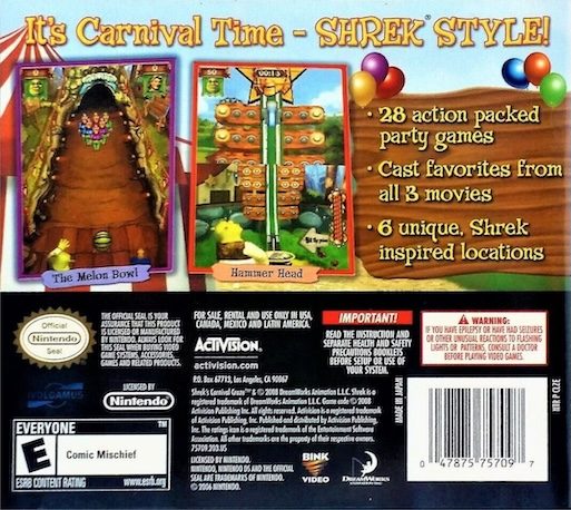 Shrek : La Fête Foraine en Délire : Mini-Jeux dos