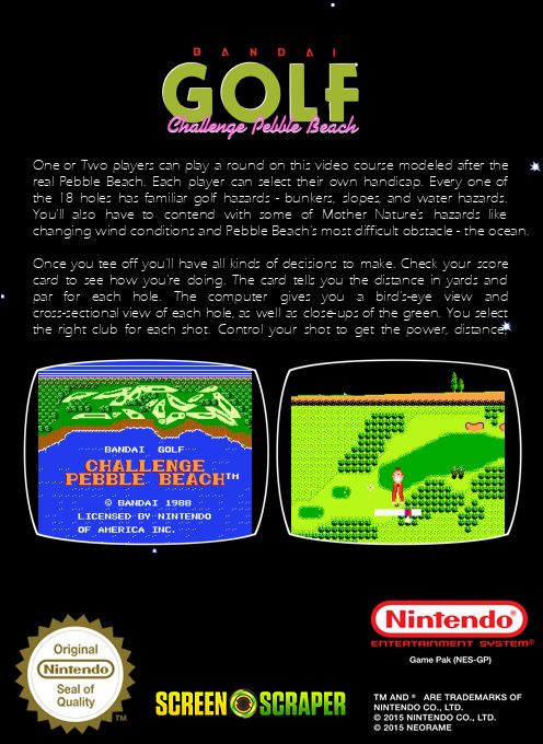 Bandai Golf : Challenge Pebble Beach - Dos