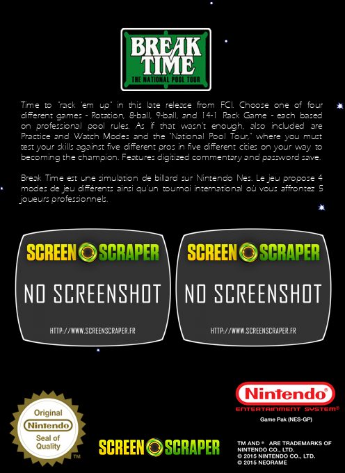 Break Time : The National Pool Tour - Dos