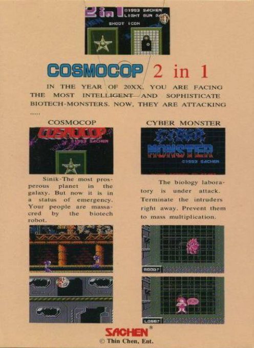 Lightgun Game 2 In 1 - Cosmocop + Cyber Monster - Dos