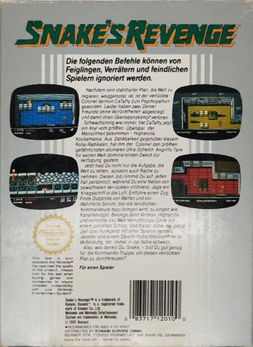 Snake's Revenge - Dos