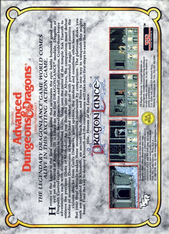 Advanced Dungeons & Dragons : Heroes of the Lance - Dos