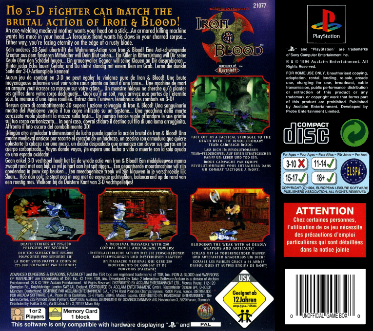 Advanced Dungeons & Dragons : Iron & Blood, Warriors of Ravenloft - Dos