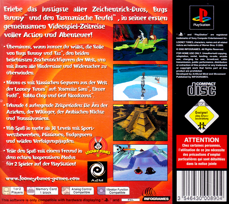 Bugs Bunny & Taz : La Spirale du Temps - Dos