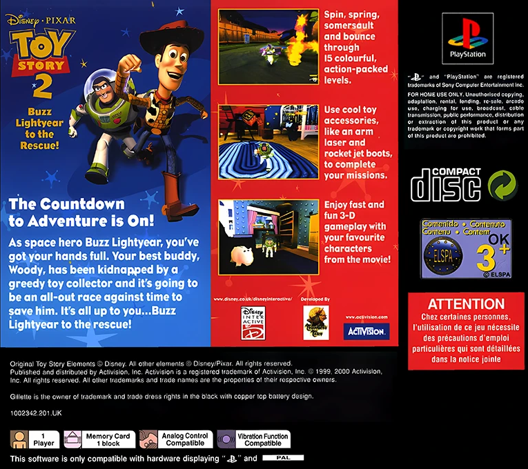 Disney-Pixar Toy Story 2 : Buzz l'Éclair à la Rescousse! - Dos