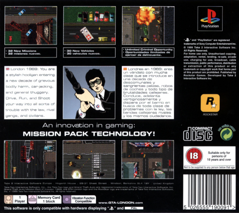 Grand Theft Auto : Mission Pack #1, London 1969 - Dos