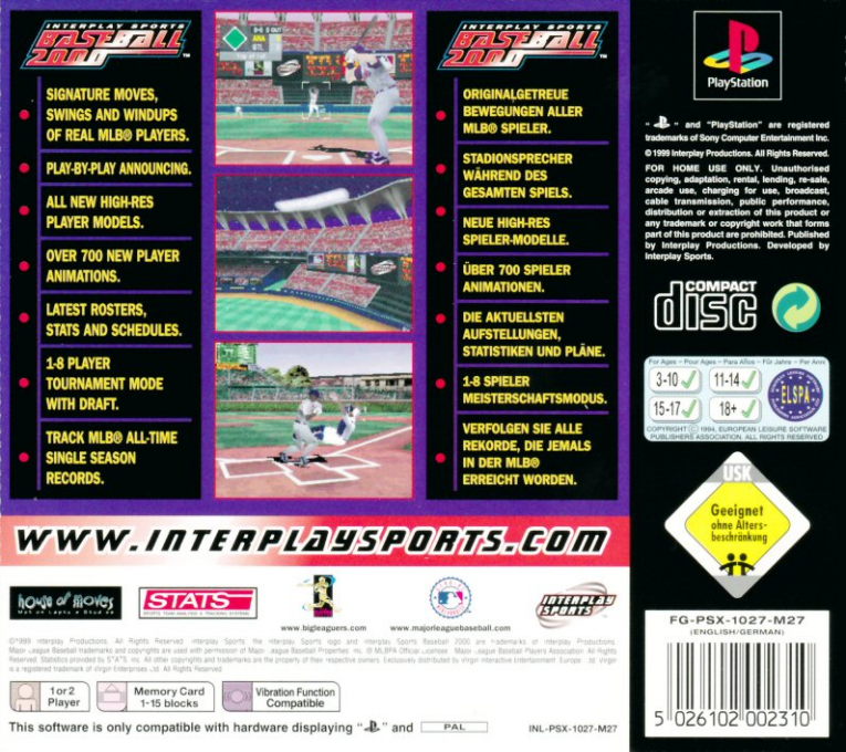 Interplay Sports Baseball 2000 - Dos