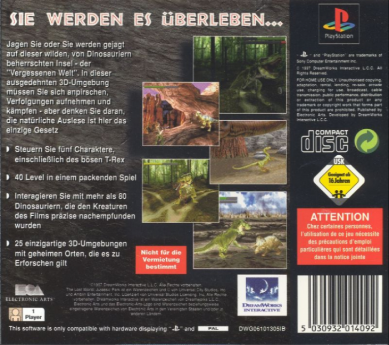 Le Monde Perdu : Jurassic Park - Dos