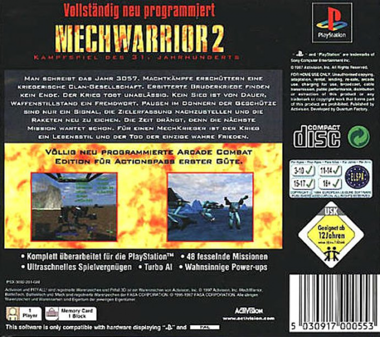MechWarrior 2 : Combat au 31ieme Siècle - Dos