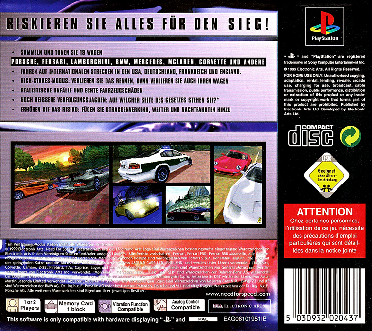 Need for Speed : Conduite en état de liberté - Dos