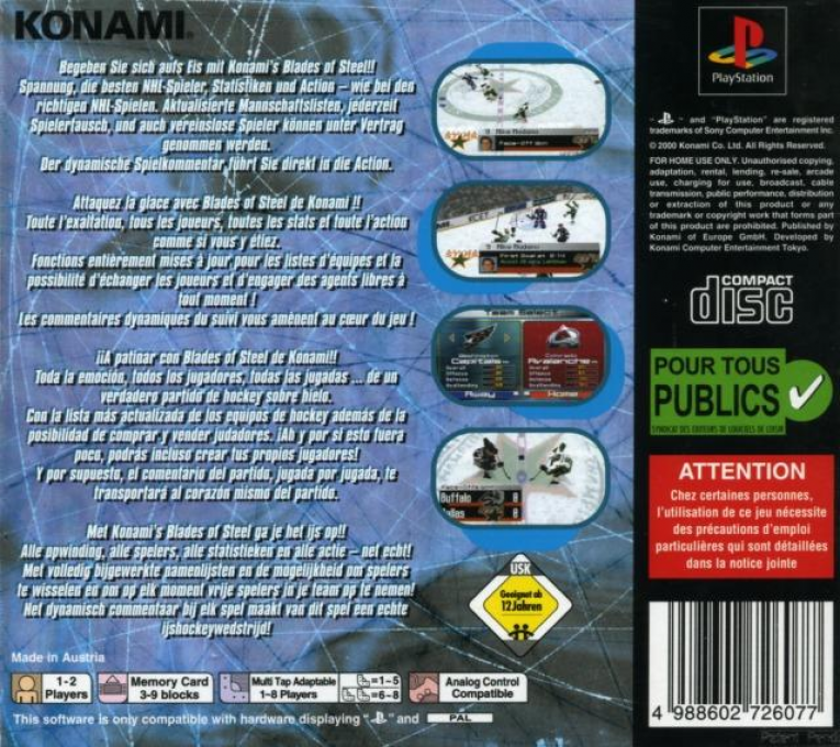 NHL Blades of Steel 2000 - Dos