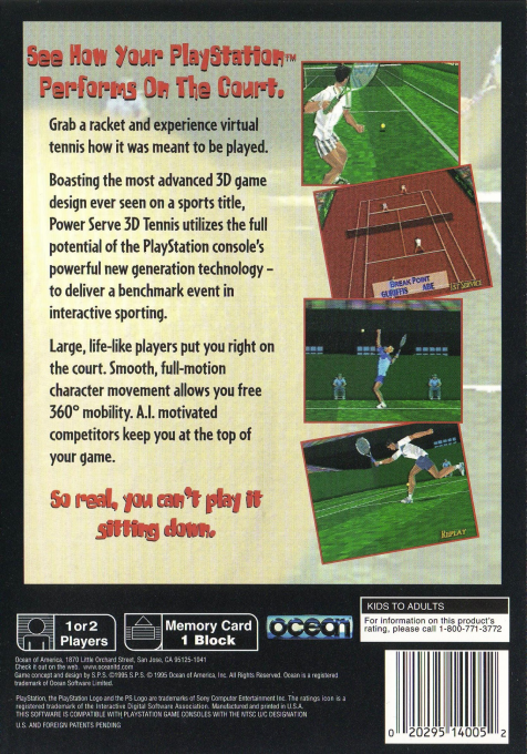 Power Serve 3D Tennis - Dos