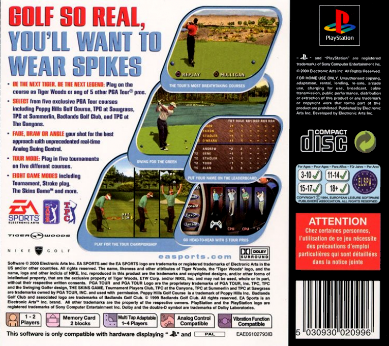 Tiger Woods PGA Tour 2000 - Dos
