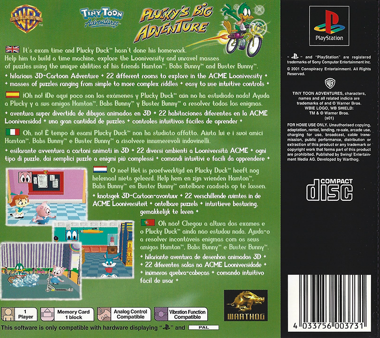 Tiny Toon Adventures : La Grande Aventure de Plucky - Dos