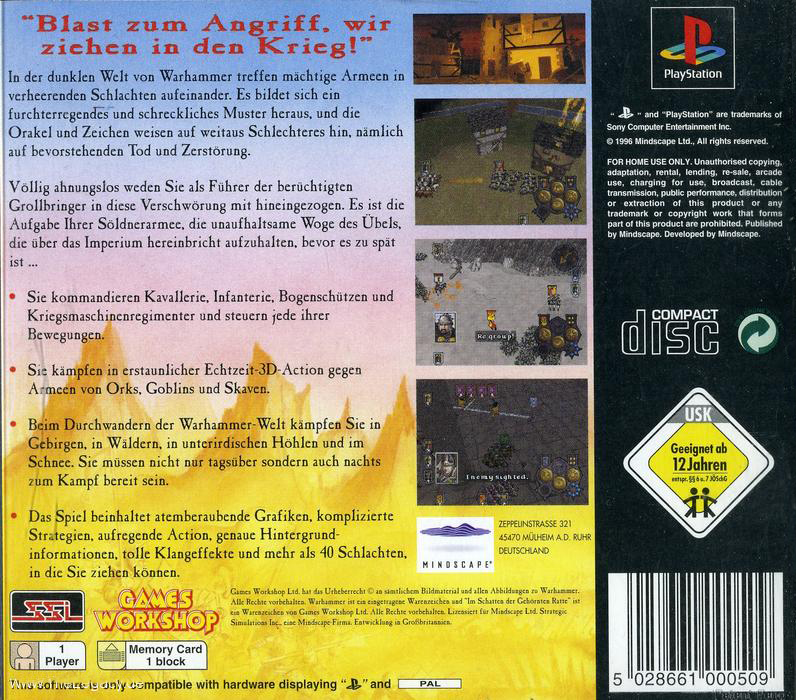 Warhammer : Dans L'Ombre du Rat Cornu - Dos