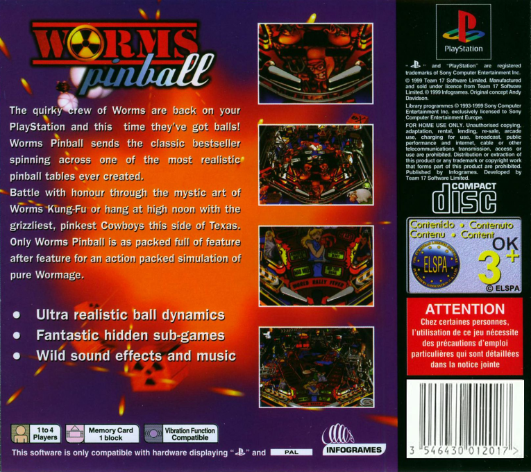 Worms Pinball - Dos