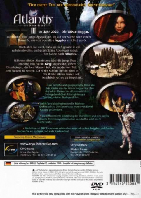 Atlantis III : Le Nouveau Monde - Dos