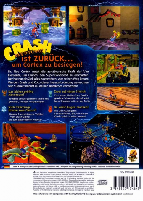 Crash Bandicoot : La Vengeance De Cortex - Dos