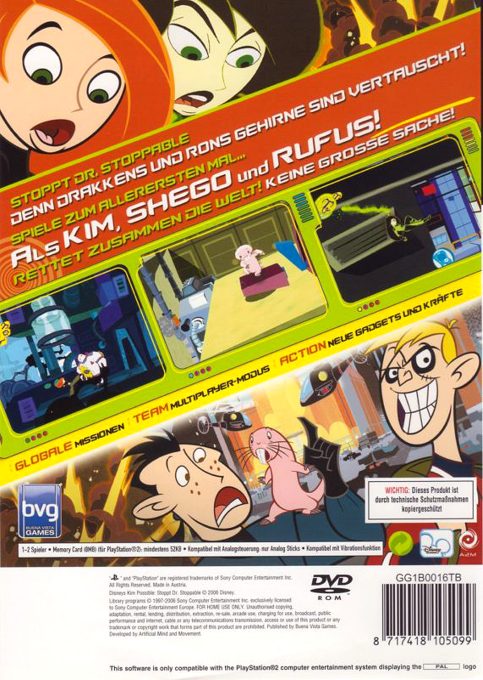 Disney Kim Possible : Quelle Est La Mission ? dos