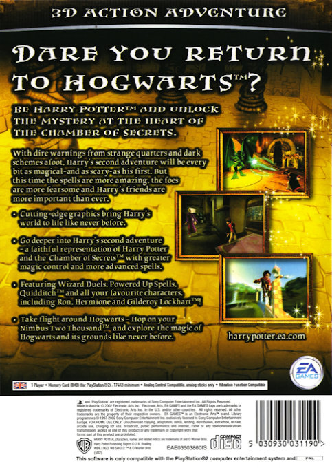 Harry Potter et la Chambre des Secrets - Dos